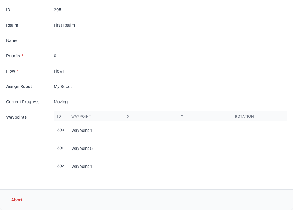 Screenshot of the task details page